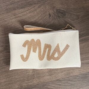 Elegant Cream and Gold 'Mrs' Clutch